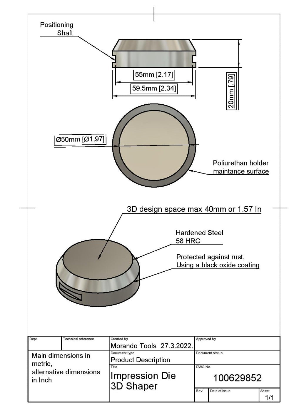 Impression Die, 3d Shaper Star 0020