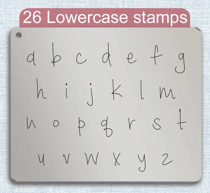 Cashew Apple Metallstempel, komplettes Alphabet.