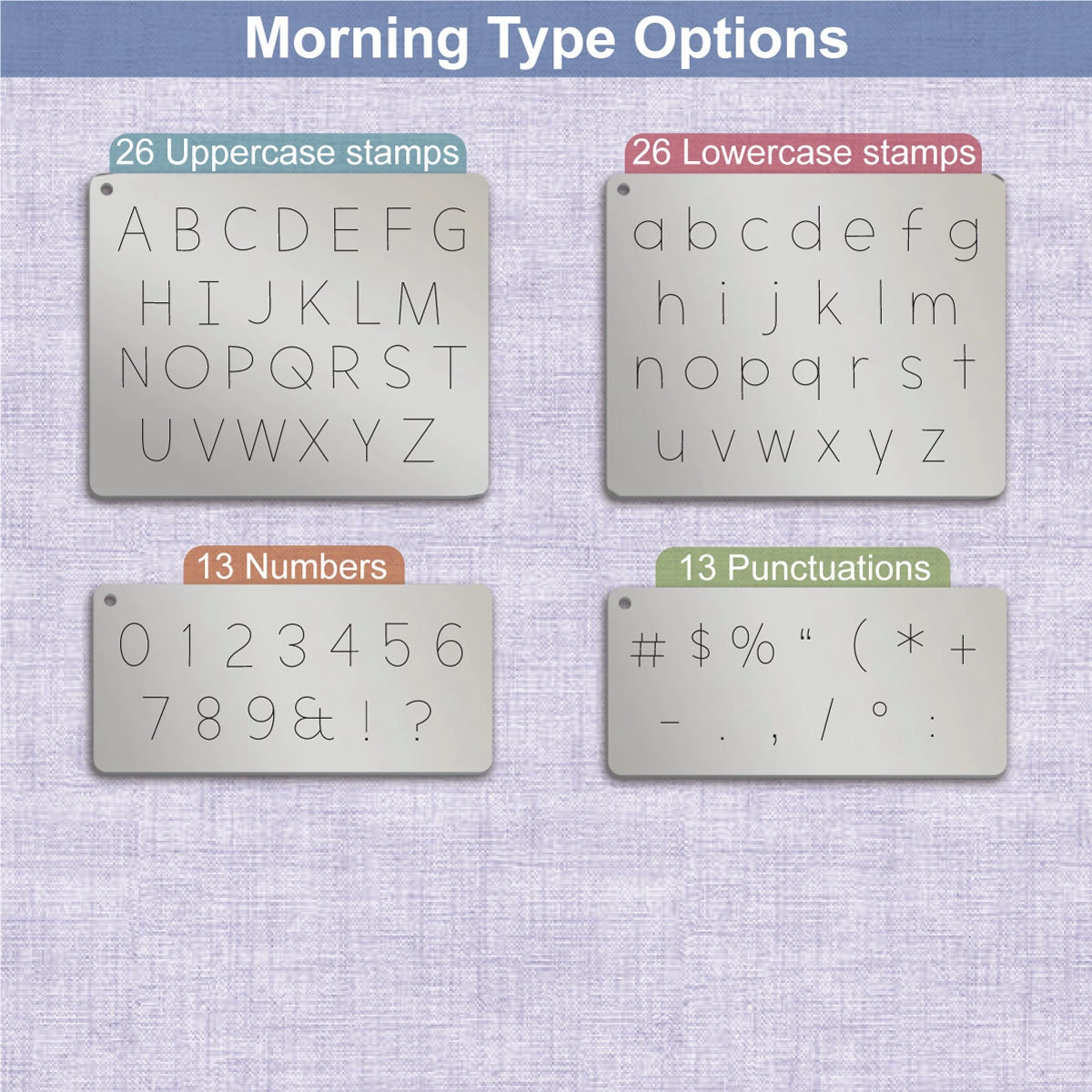 早晨型金属字母邮票,全字母。