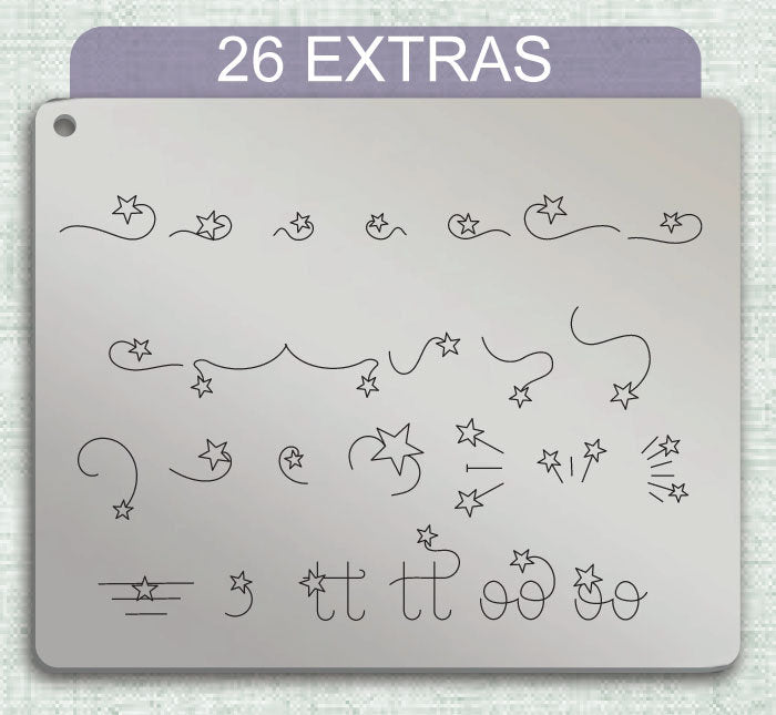 Starfull Diva Duo typeface Metal Letter Stamps, full Alphabet.