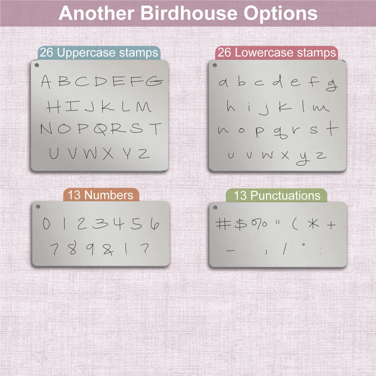Another Birdhouse Metal Alphabet Stamps, full Alphabet.