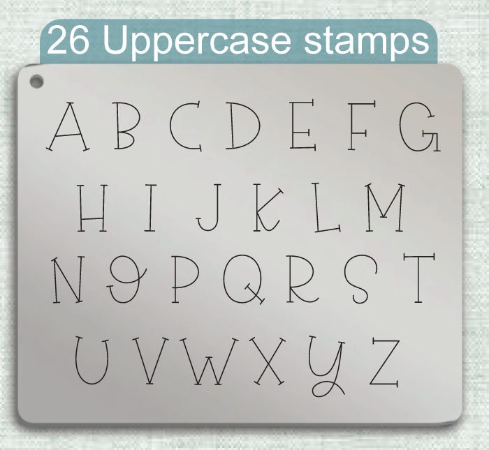 Diva Duo typeface Metal Letter Stamps, full Alphabet.