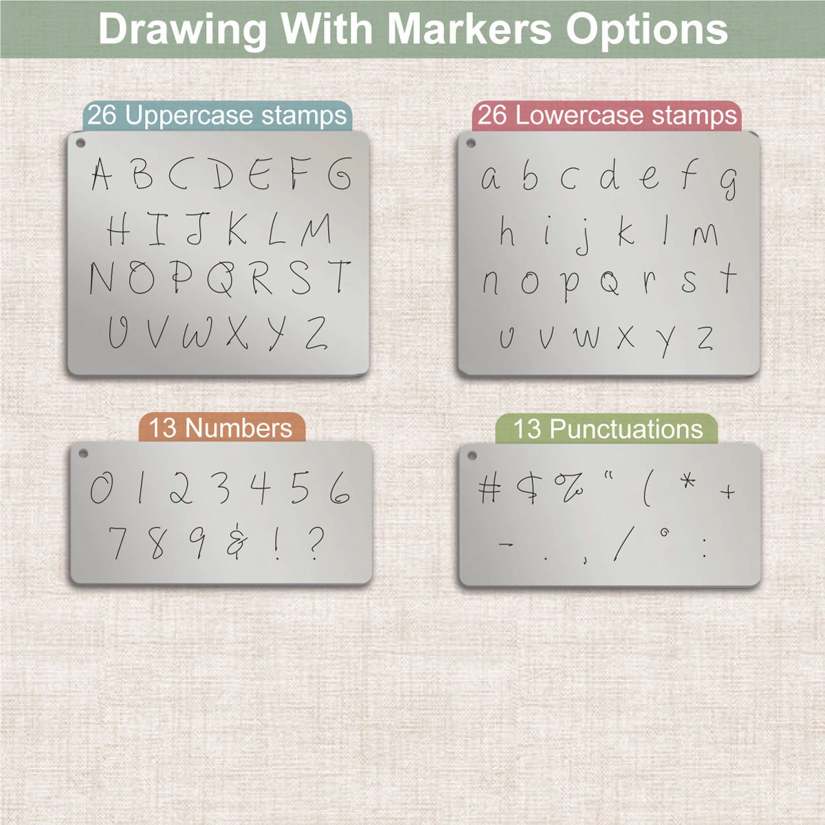 Drawing With Markers Metal Stamps, complete Alphabet.