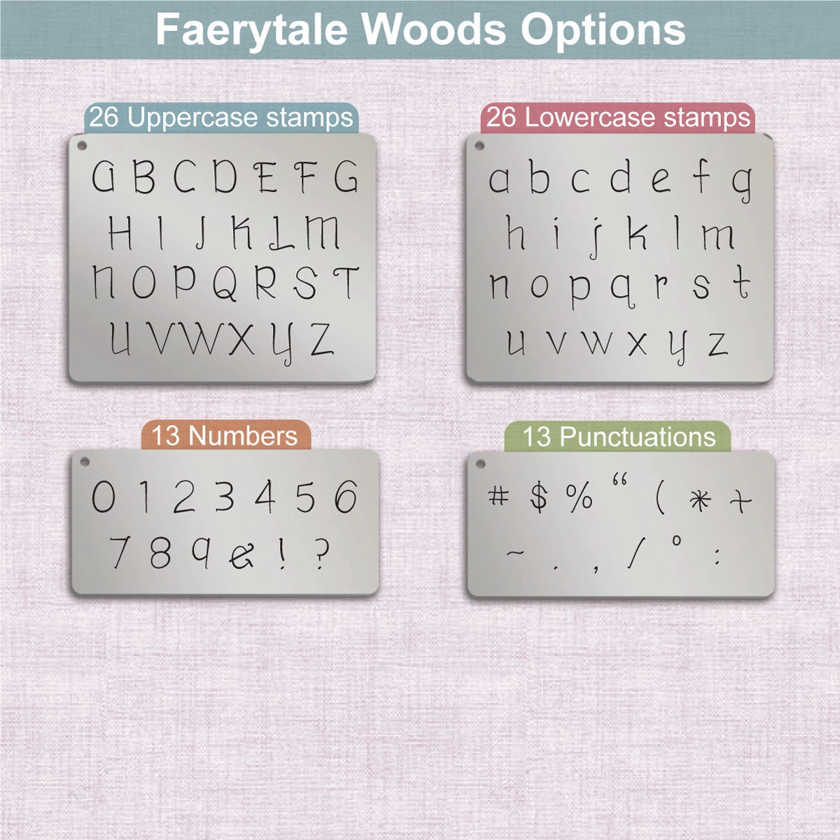 Faerytale Woods Metal Stamps, complete Alphabet.