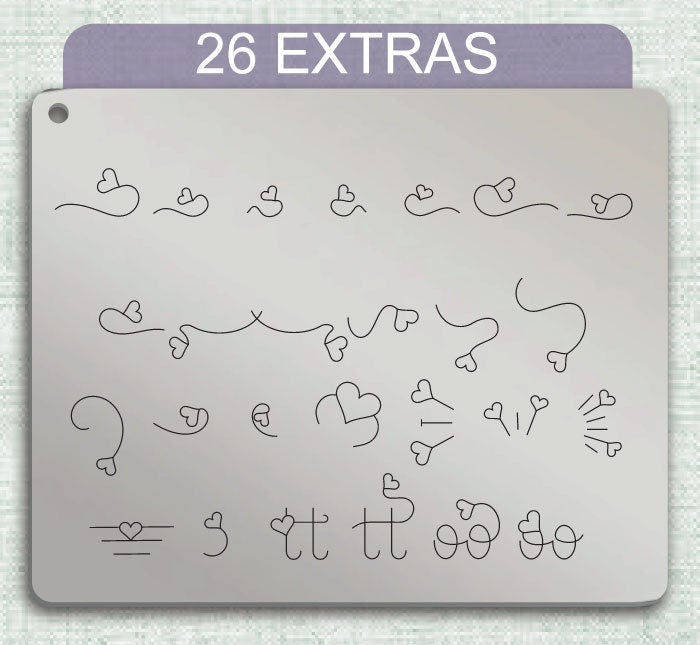 Heartful Diva Duo typeface Metal Letter Stamps, full Alphabet.
