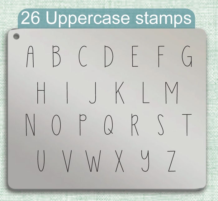Skinny Latte Metal Alphabet Stamps, full Alphabet.