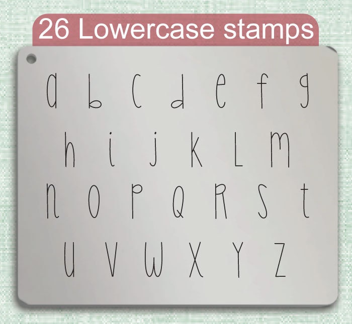 Skinny Latte Metal Alphabet Stamps, full Alphabet.