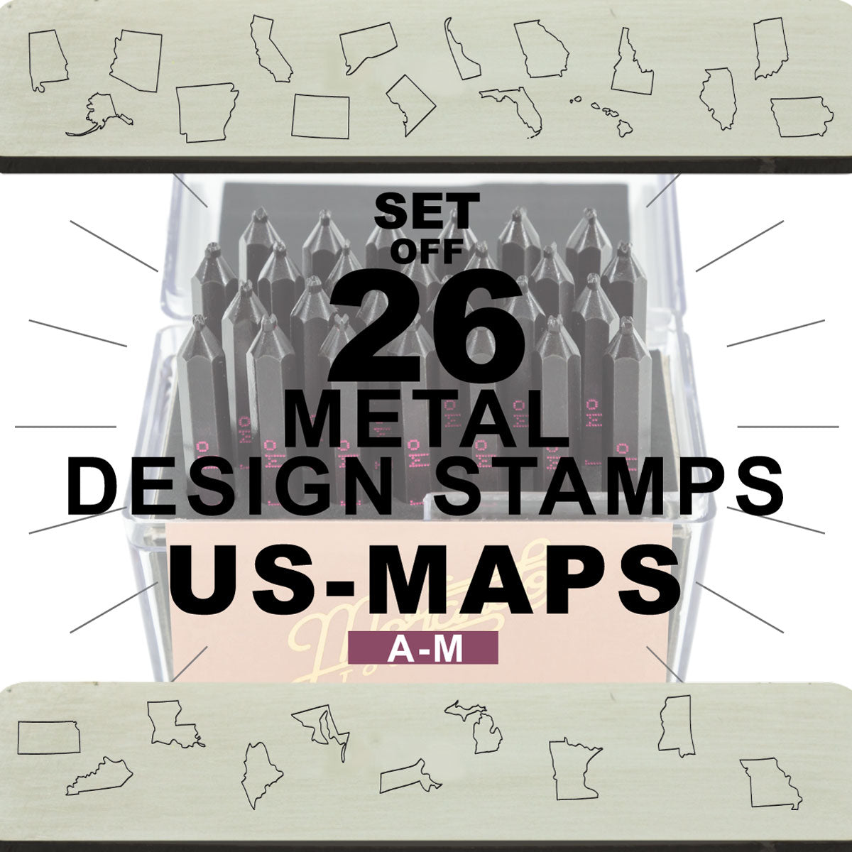 26 US Map from A to M Design stamps