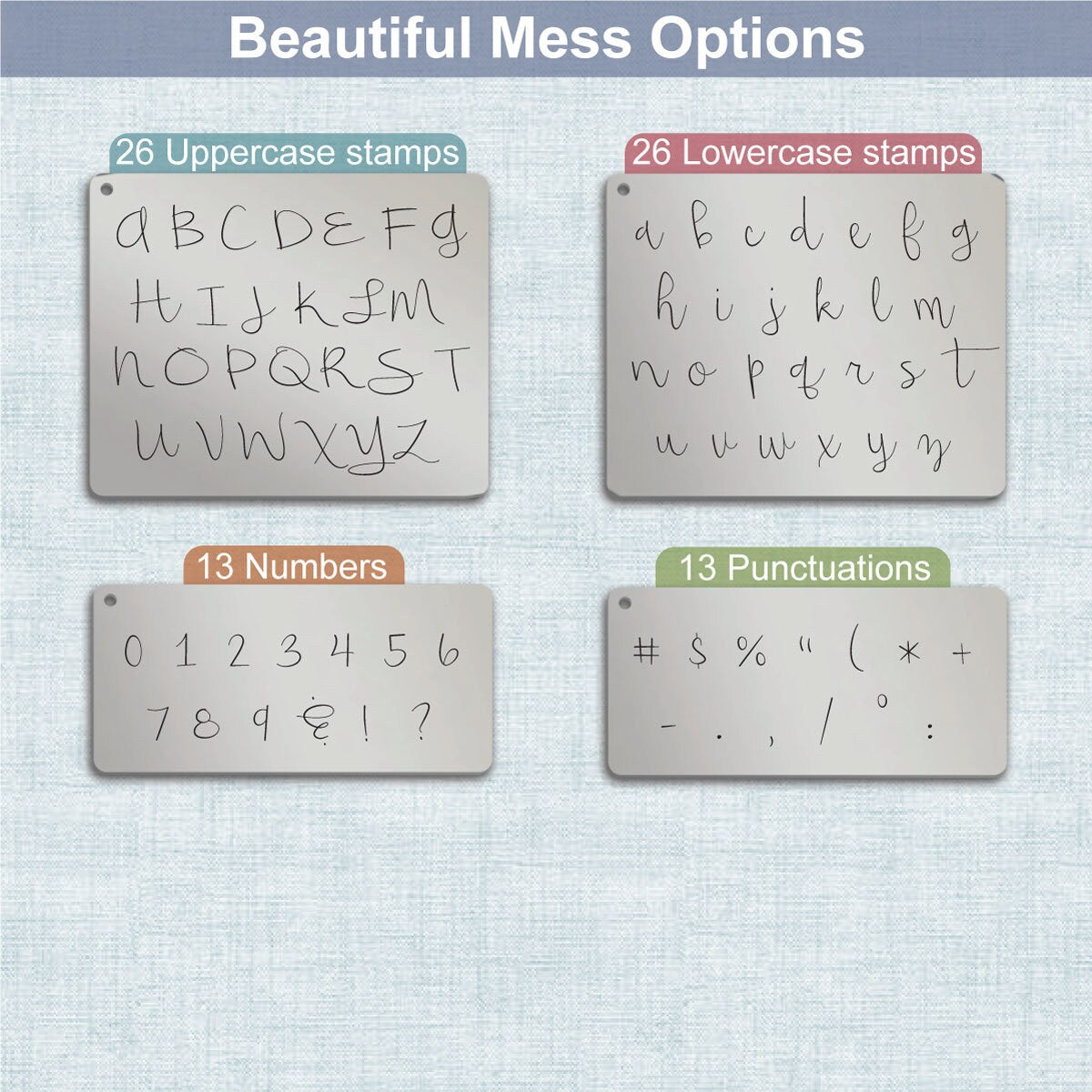 Beautiful Mess Metal Stamps, complete Alphabet.
