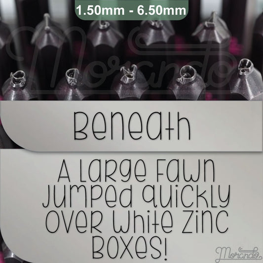 Beneath Metal Letter Stamps, full Alphabet.