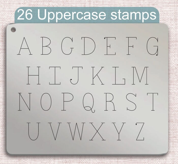 静止金属字母邮票，完整的字母表。