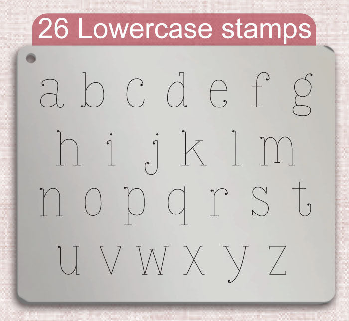 静止金属字母邮票，完整的字母表。