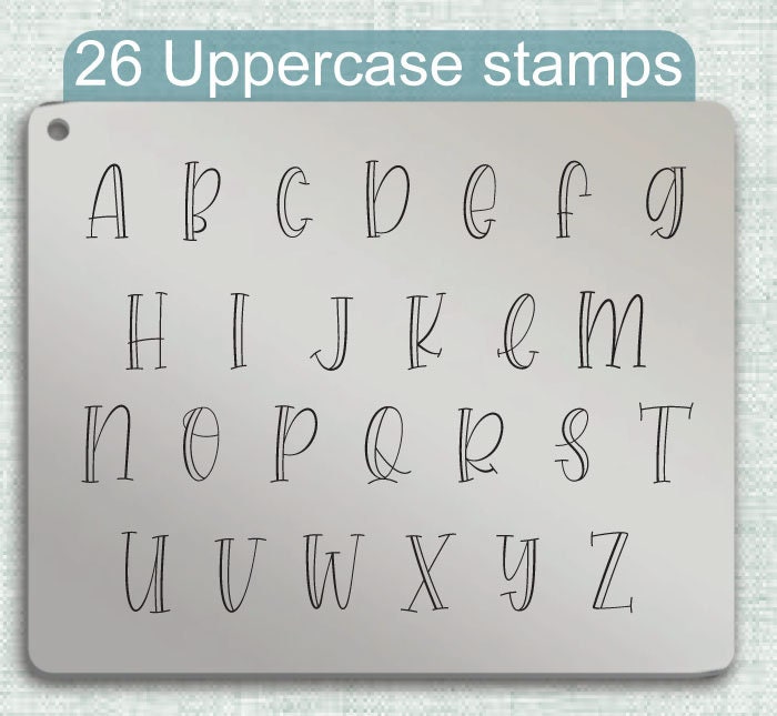 骆驼金属邮票，完整的字母表。