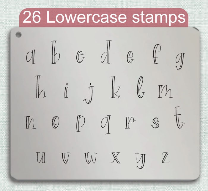 骆驼金属邮票，完整的字母表。