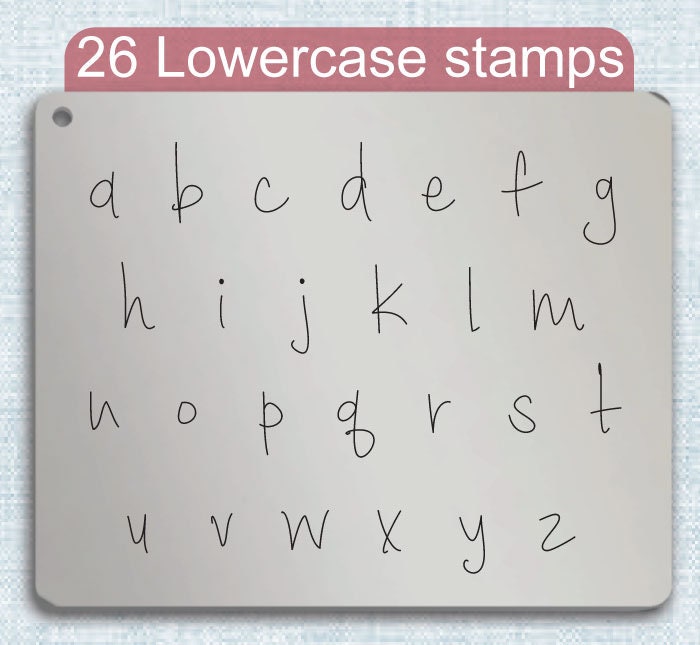 腰果苹果金属邮票，完整的字母表。