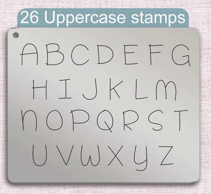 Cinnamon Cake Metal Alphabet Stamps, full Alphabet.