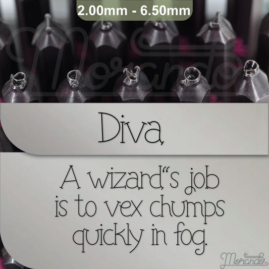 Diva Duo typeface Metal Letter Stamps, full Alphabet.