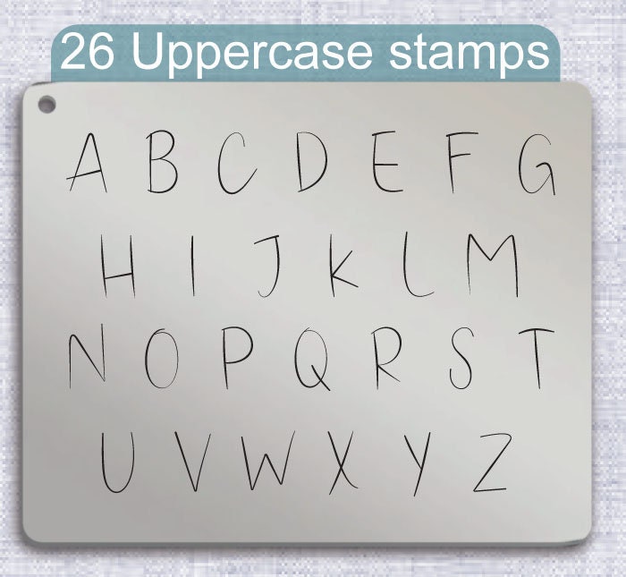 Honey Bliss Duo typeface Metal Letter Stamps, full Alphabet.