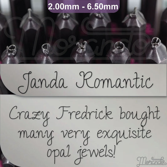 Janda浪漫金属字母邮票，完整的字母表。