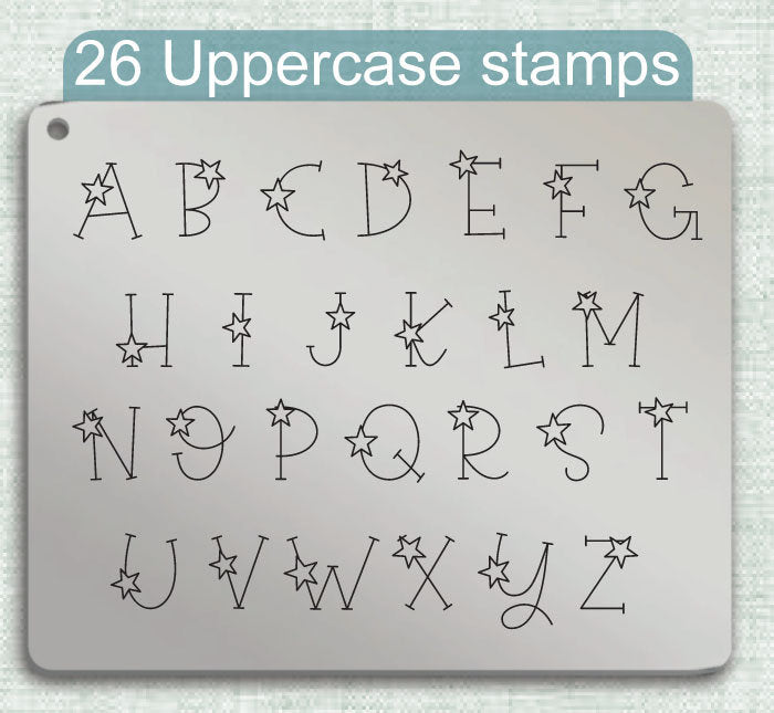 Starfull Diva Duo typeface Metal Letter Stamps, full Alphabet.
