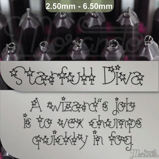 Starfull Diva Duo typeface Metal Letter Stamps, full Alphabet.