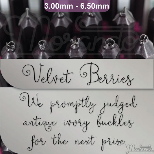 Velvet Berries Metal Stamps, complete Alphabet.