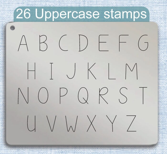 说金属字母邮票的方式，完整的字母表。