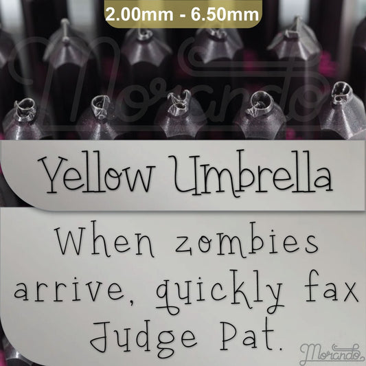 Yellow Umbrella Metal Letter Stamps, full Alphabet.