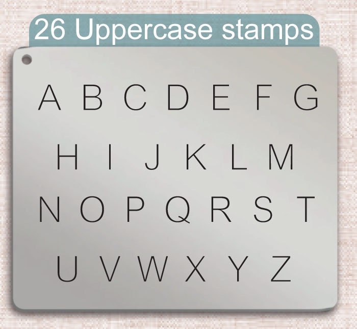 Arial Briefmarken aus Metall, volles Alphabet.