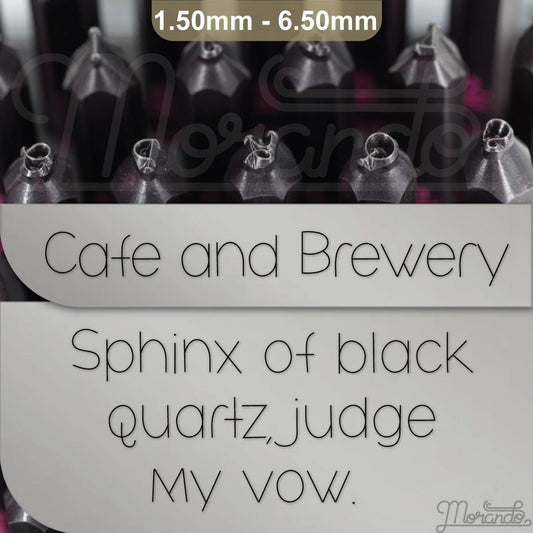 咖啡馆和啤酒厂金属字母邮票,完整的字母。