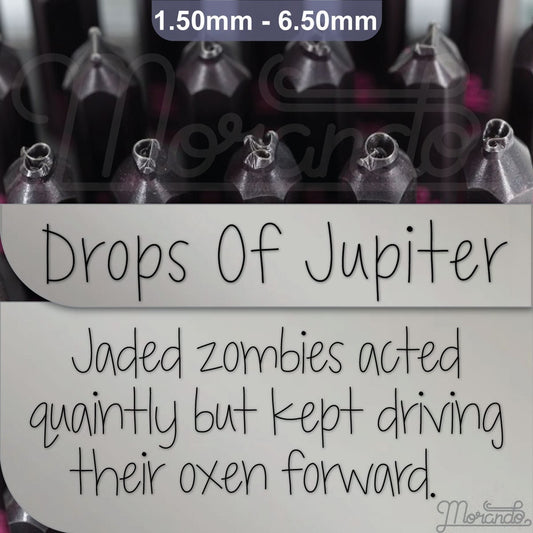 木星金属字母邮票的下降,完整的字母表。