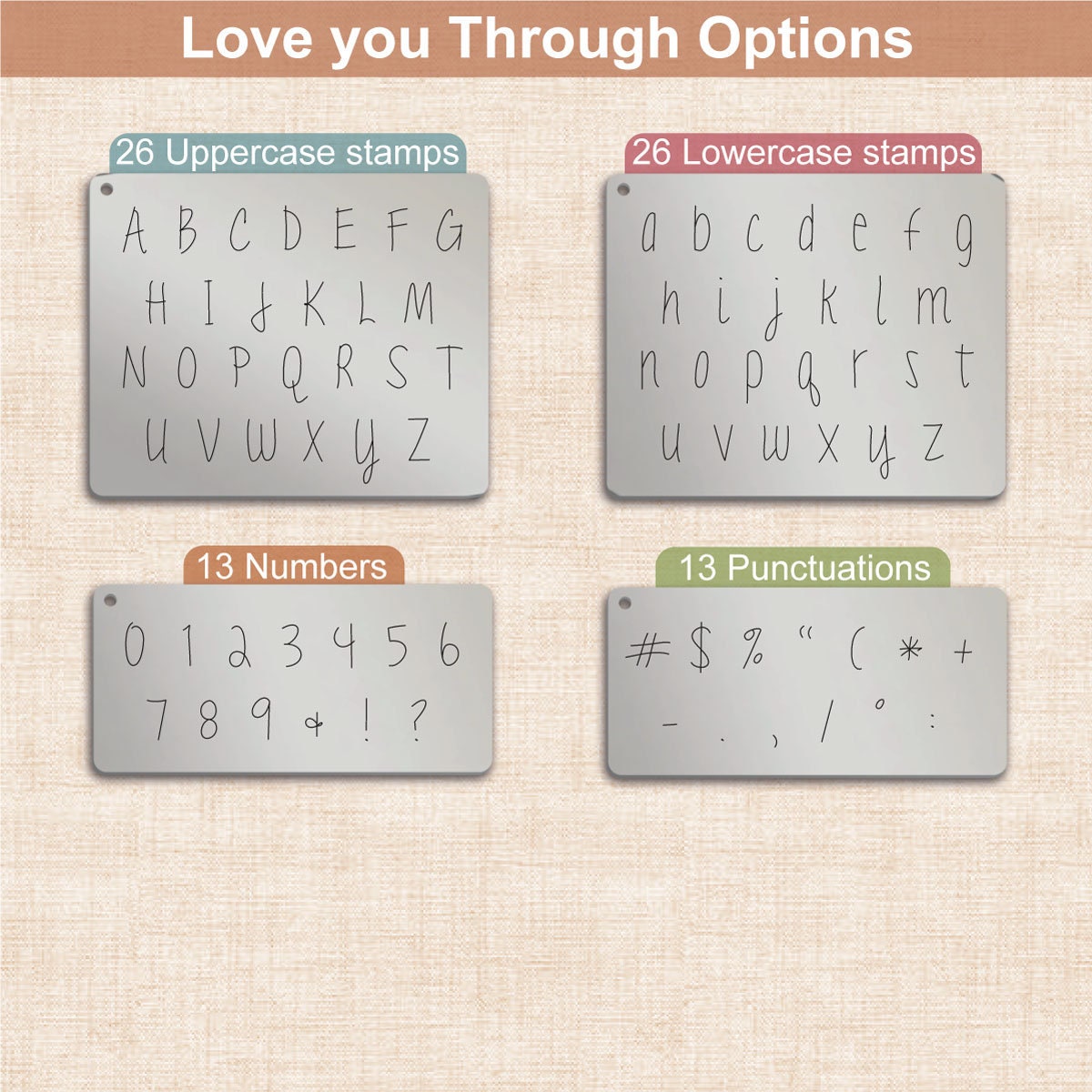 Love You Through Metal Letter Stamps, full Alphabet.